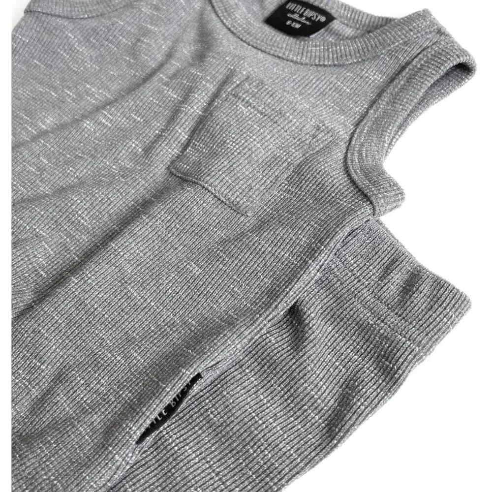Little Bipsy Charcoal Gray Ribbed Tank & Biker Shorts Outfit Set Size 0-3 Months